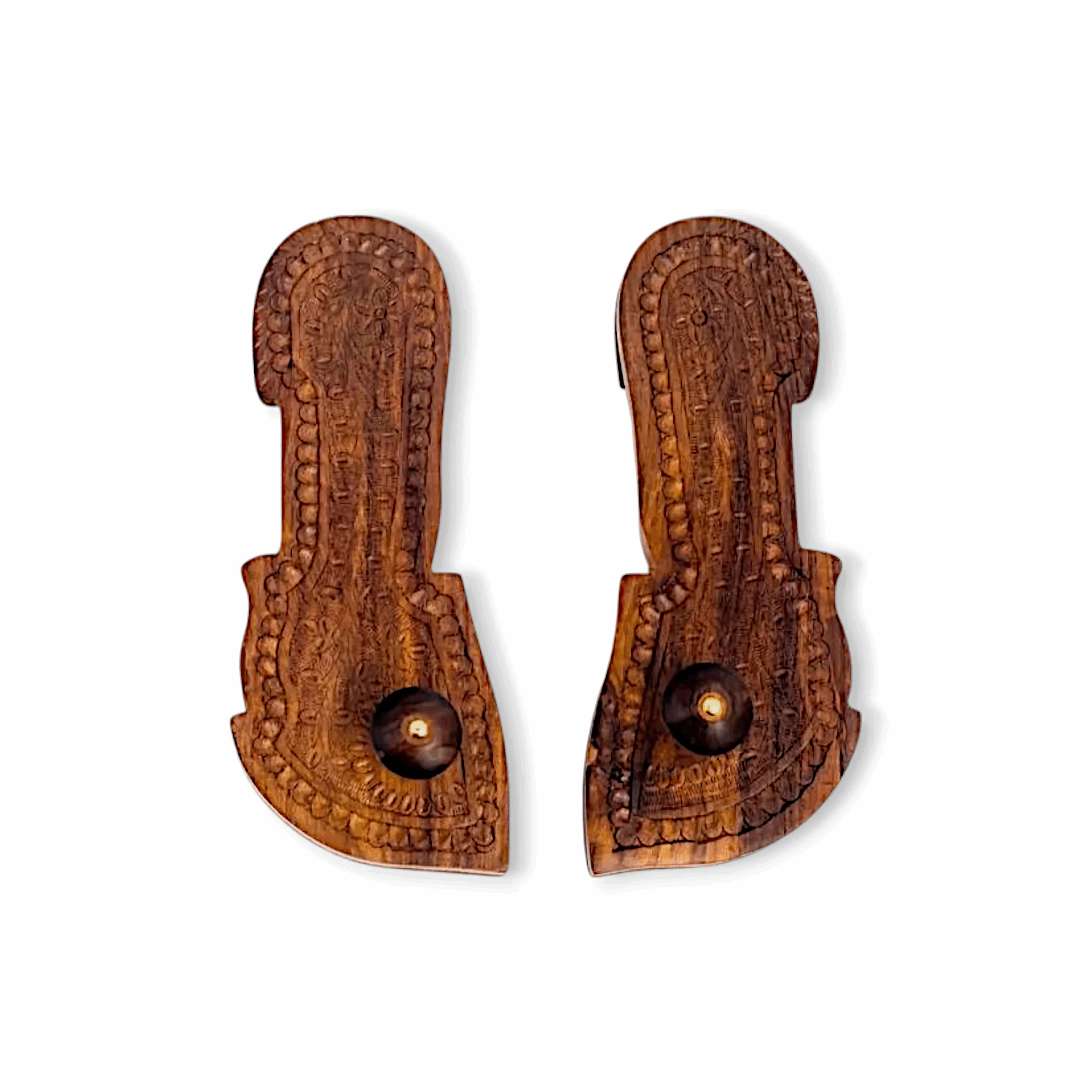 Crafted Wooden Slippers, Khadau - for Men and Women - User Poojari Khadau Paduka Religious Footprint - Unique Nobes Design Religious Footprint