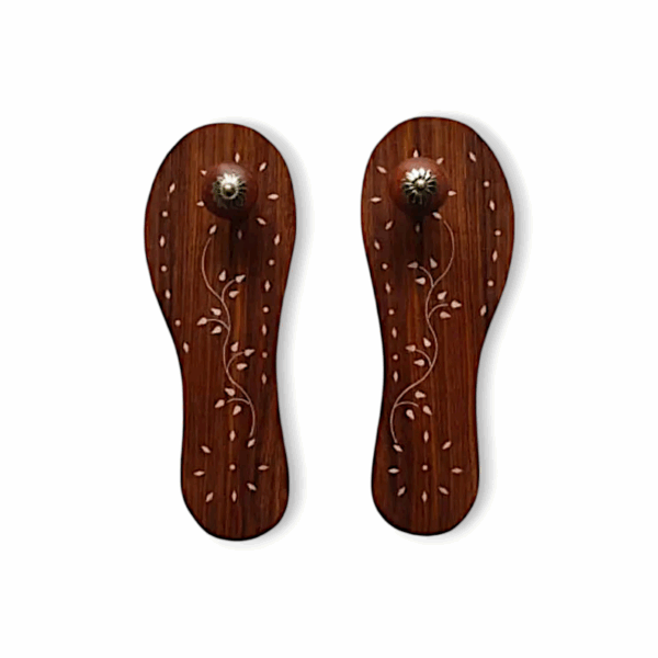 Handcrafted Wooden Charan Paduka - Wooden Khadau - Wooden Slipper -  Wearing for Man & Woman - for Pooja Rituals  - 10 Inches