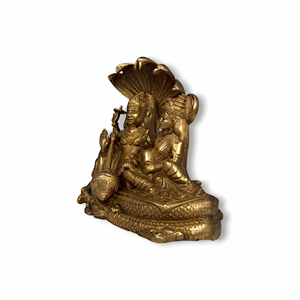 Elegant Laxmi Narayan Murti, Idol - for Home - Antique Gold Finish - Handicraft & Artifact Showpiece - Image 2