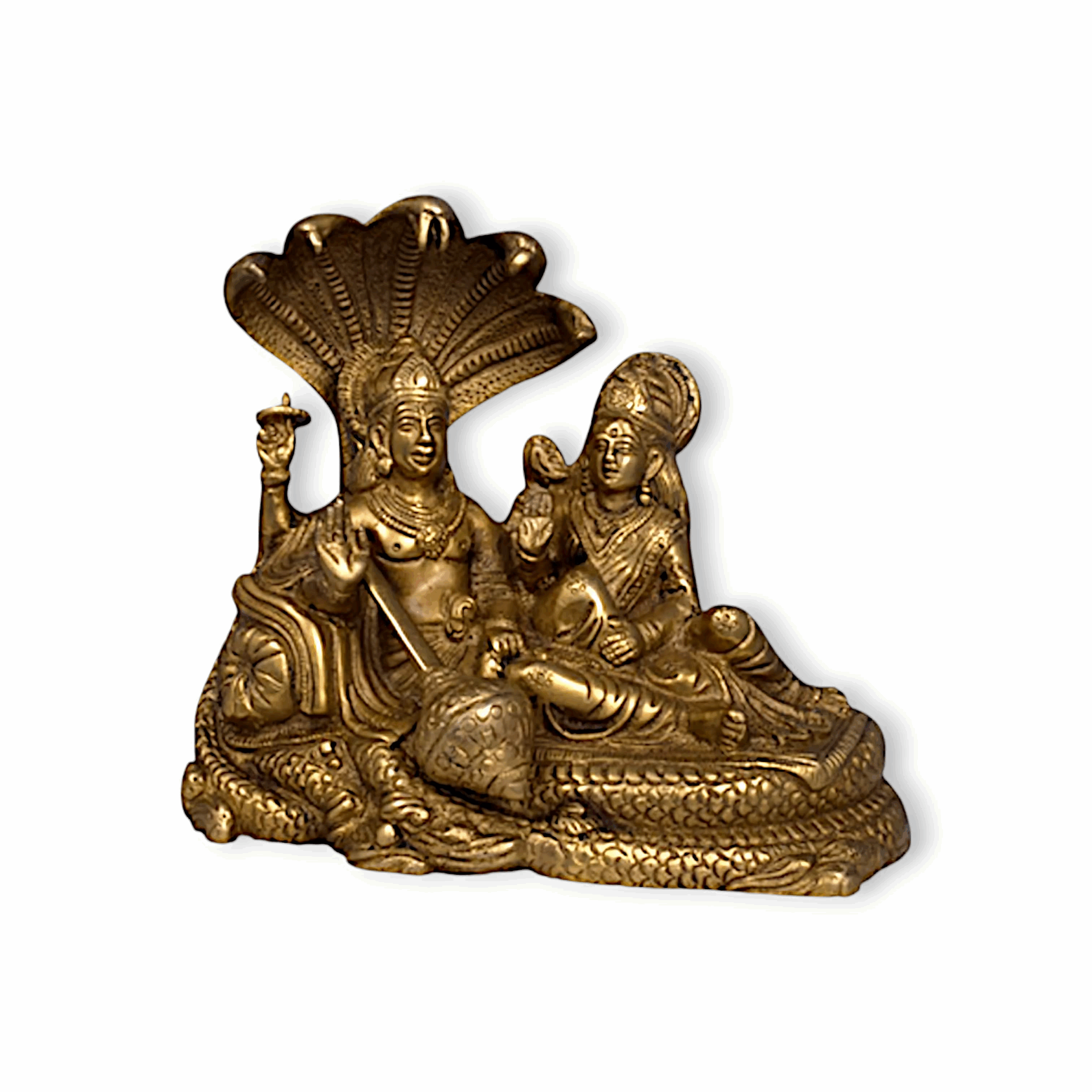 Elegant Laxmi Narayan Murti, Idol - for Home - Antique Gold Finish - Handicraft & Artifact Showpiece