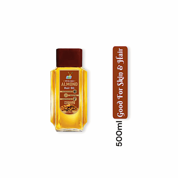 SBS Pure Cold Pressed Almond Hair Oil - Infused With Real Almonds - Non Sticky Hair Hair Oil - Long and Smooth Hair - 500ml - Image 3