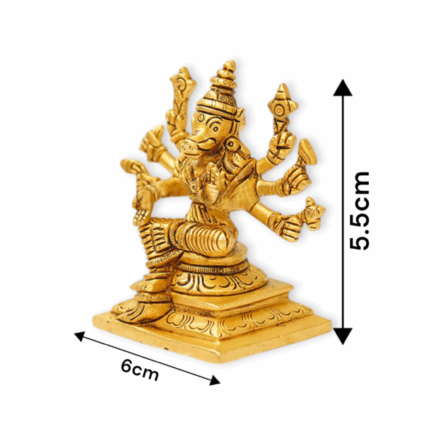 Varahi Amman 8 Handed Brass Statue - Lord Vishnu's Varaga Avatar Idol Statue - Varaga Devi Brass Idol - Varagi Silai - Small Size = 5x6 cm - Image 3