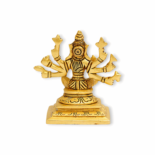 Varahi Amman 8 Handed Brass Statue - Lord Vishnu's Varaga Avatar Idol Statue - Varaga Devi Brass Idol - Varagi Silai - Small Size = 5x6 cm - Image 2
