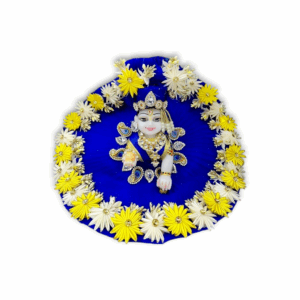 Laddu Gopal Poshak - With Pagdi Blue With Yellow Satin Flower - 5 no. Laddu Gopal Dress