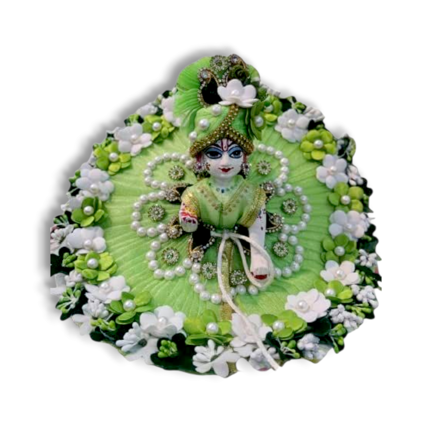 Laddu Gopal Ji Janmastmi Special Dress - Size 2 - With Pagdi And Stone with Flower