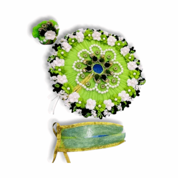 Laddu Gopal Ji Janmastmi Special Dress - Size 2 - With Pagdi And Stone with Flower - Image 3