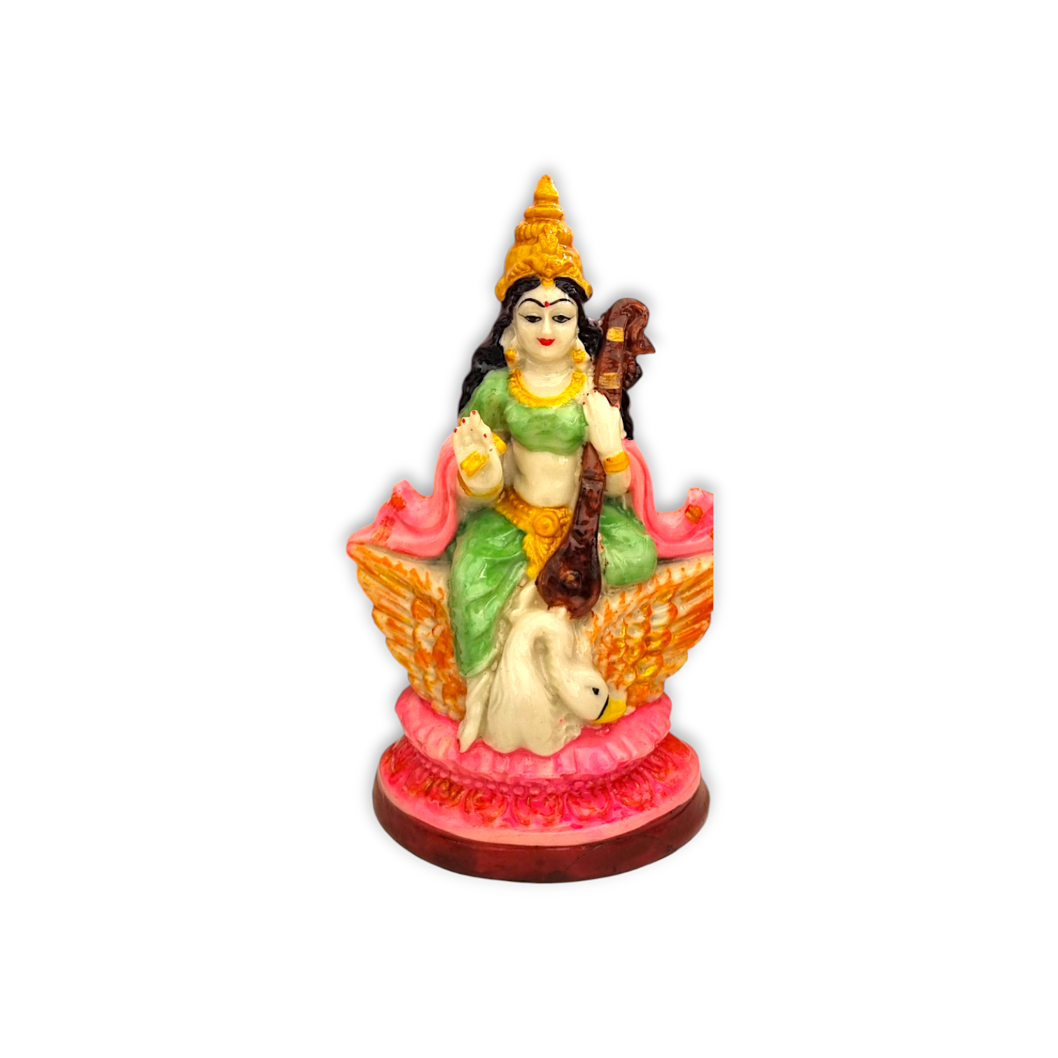 Saraswati Mata Statue - Marble Dust Saraswati Mata Statue - Handcrafted Decorative Showpice 6.5 inch