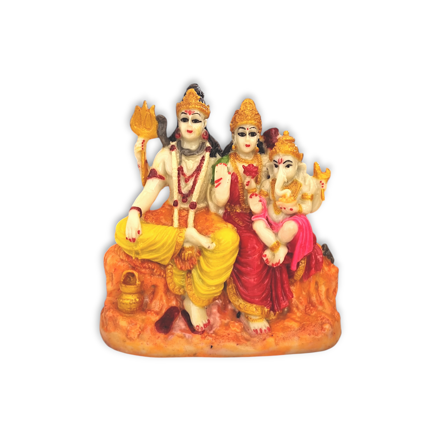 Lord Shiva Parivar Idol - Shiva, Parvati & Ganesh - Marble Dust Lord Shiva Parivar Showpiece 7 inch