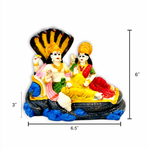 Laxmi Narayan Murti - Marble Dust Laxmi Narayan Statue - Handcrafting Decorative Showpiece 6 inch - Image 2