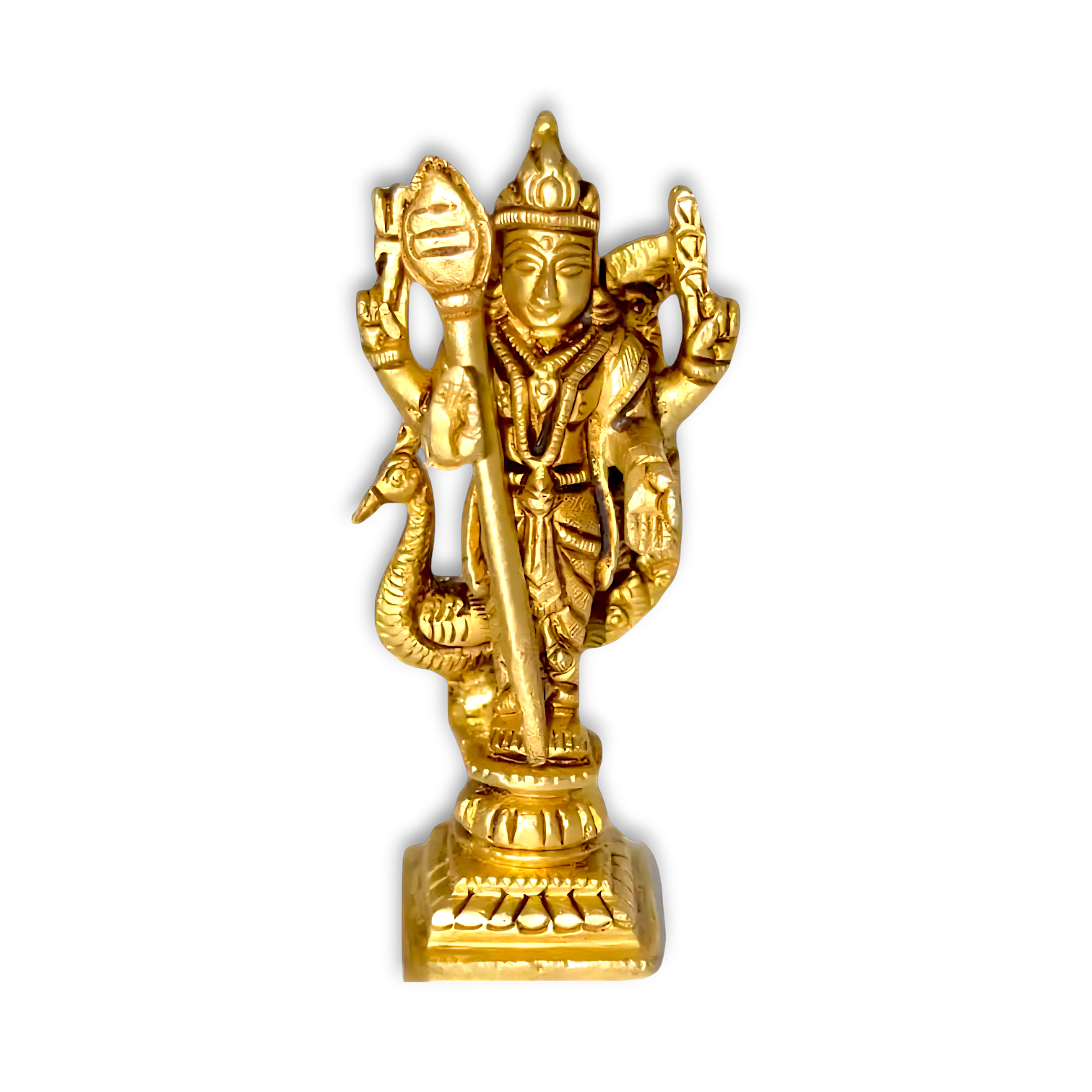 Brass Kartikeya Murugan Murti - Puja Mandir Decor Showpiece - Kartikeya Murugan Statue