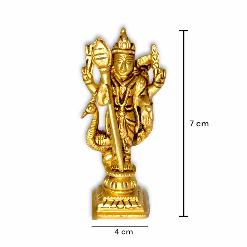 Brass Kartikeya Murugan Murti - Puja Mandir Decor Showpiece - Kartikeya Murugan Statue - Image 2
