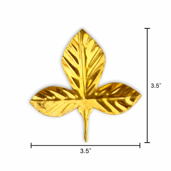 Pure Brass Bel Patta - High Quality MAYAPURI Original Bel Patta - Made From Durable Single Sheet - No Joint Bilvapatra - "बेल का पत्ता" - 3.5 Inch - Set of 4 Piece - Image 2