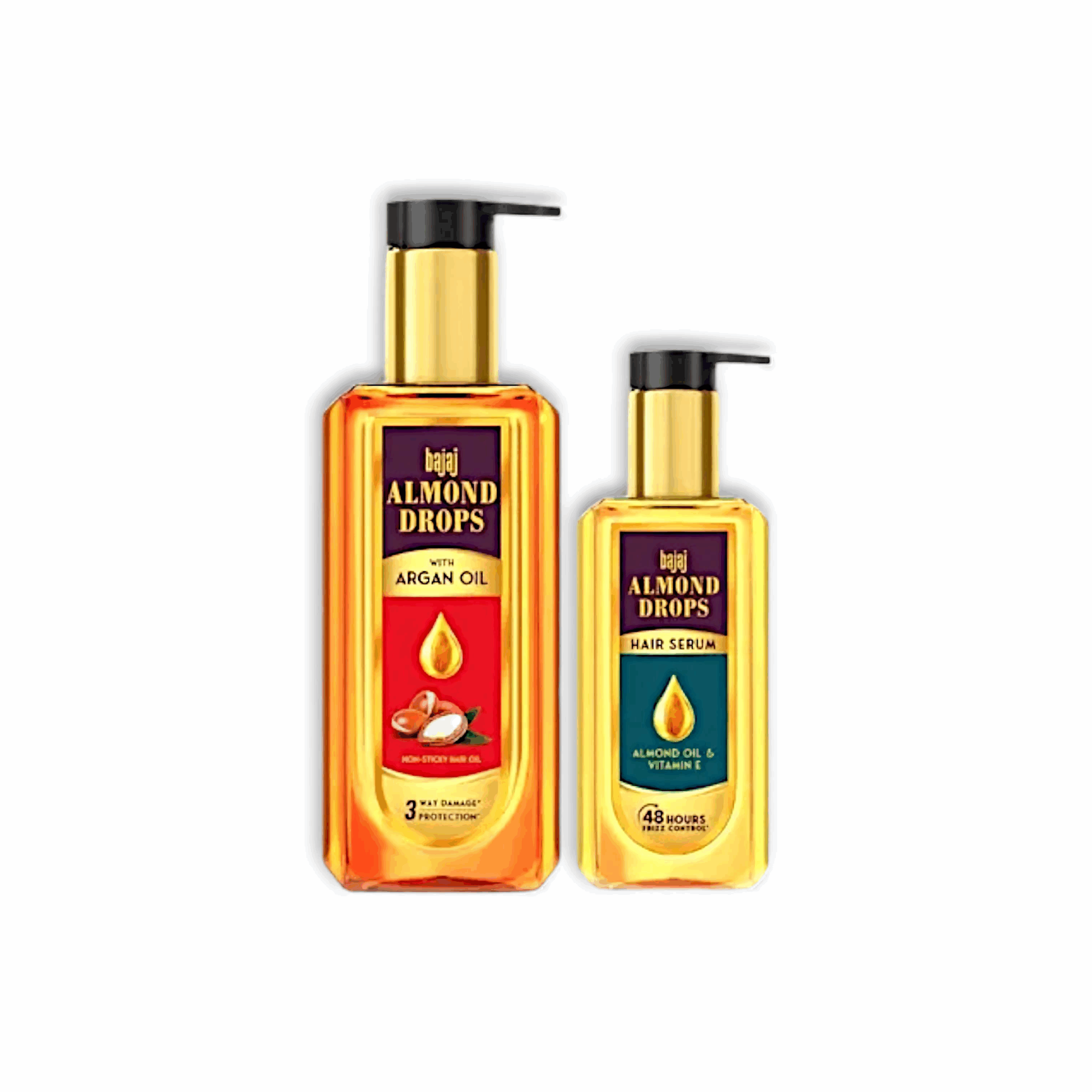 Bajaj Almond Drops Hair Serum - Almond Drops Hair Serum 100 ml - Almond Drops Non Sticky Hair Oil - With Almond and Argan Oil 200 ml