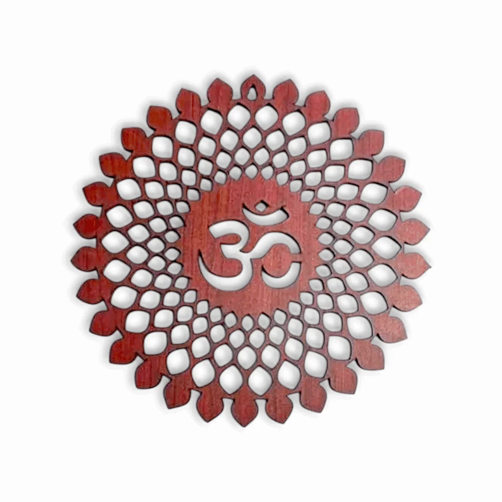 OM Sanatan Hindu Wall Hanging - Brown Wooden OM Decoration for Mandir and Home - Image 2