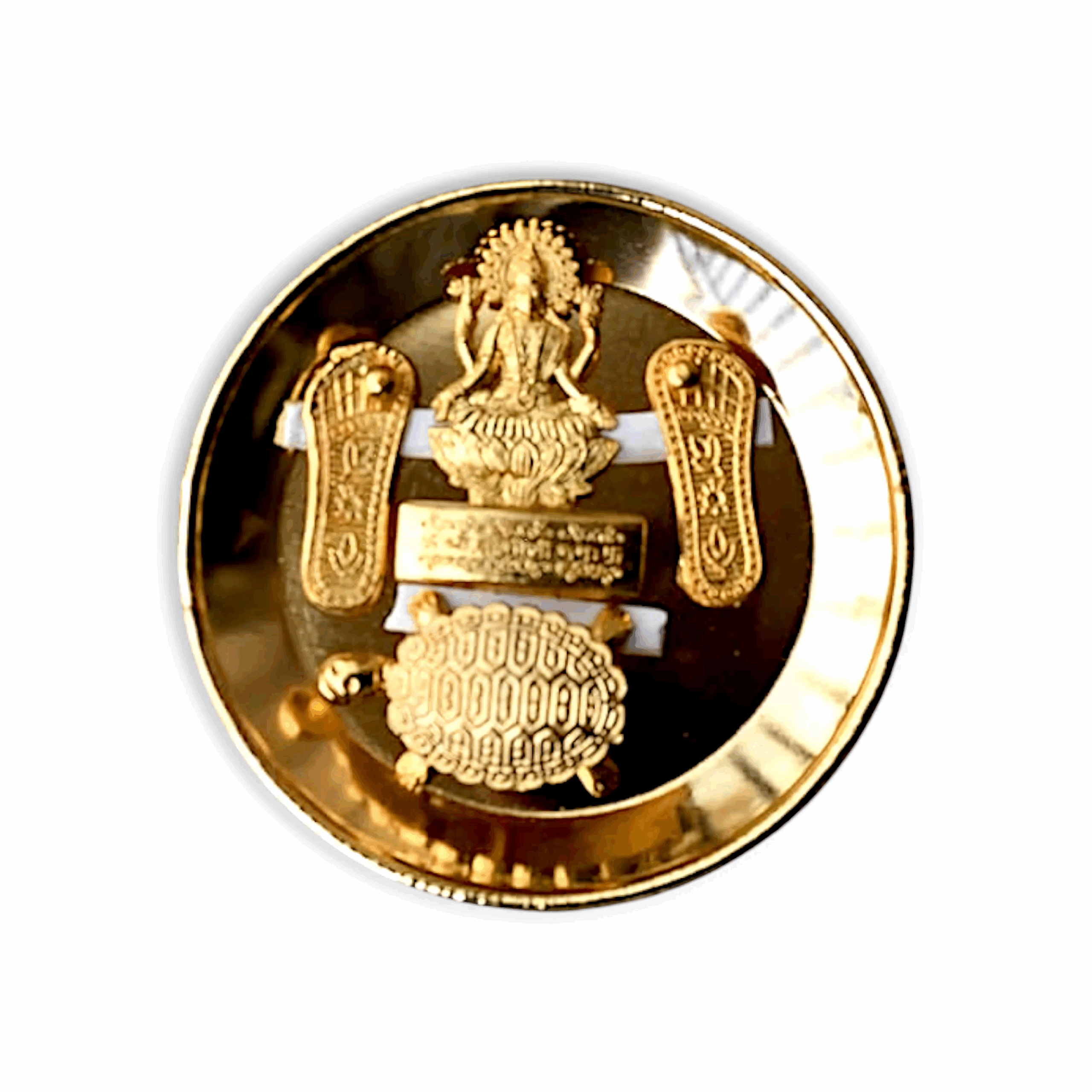 Metal Golden Plated Lakshmi Charan - laxmi Yantra - Metal Golden Plated Lakshmi Yantra