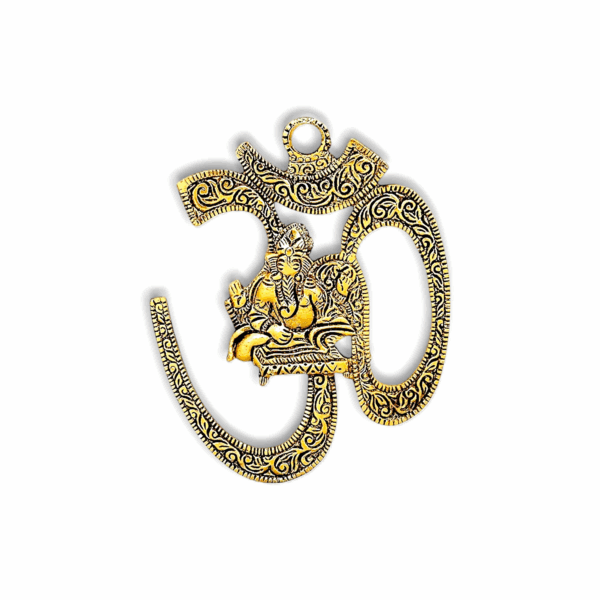 Handicraft Wall Hanging Metal Om - Golden Colour Metal Om