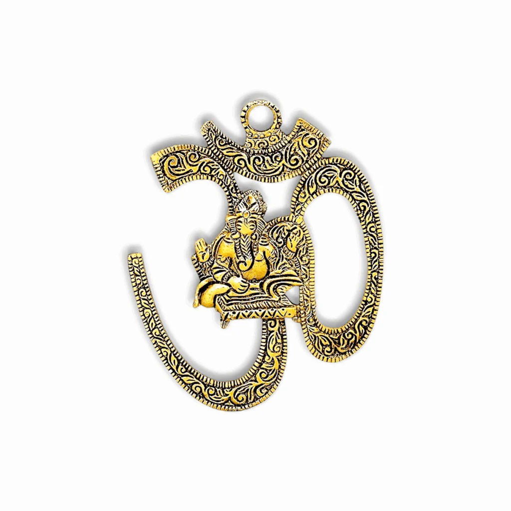 Handicraft Wall Hanging Metal Om - Golden Colour Metal Om