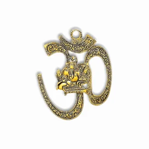 Handicraft Wall Hanging Metal Om - Golden Colour Metal Om