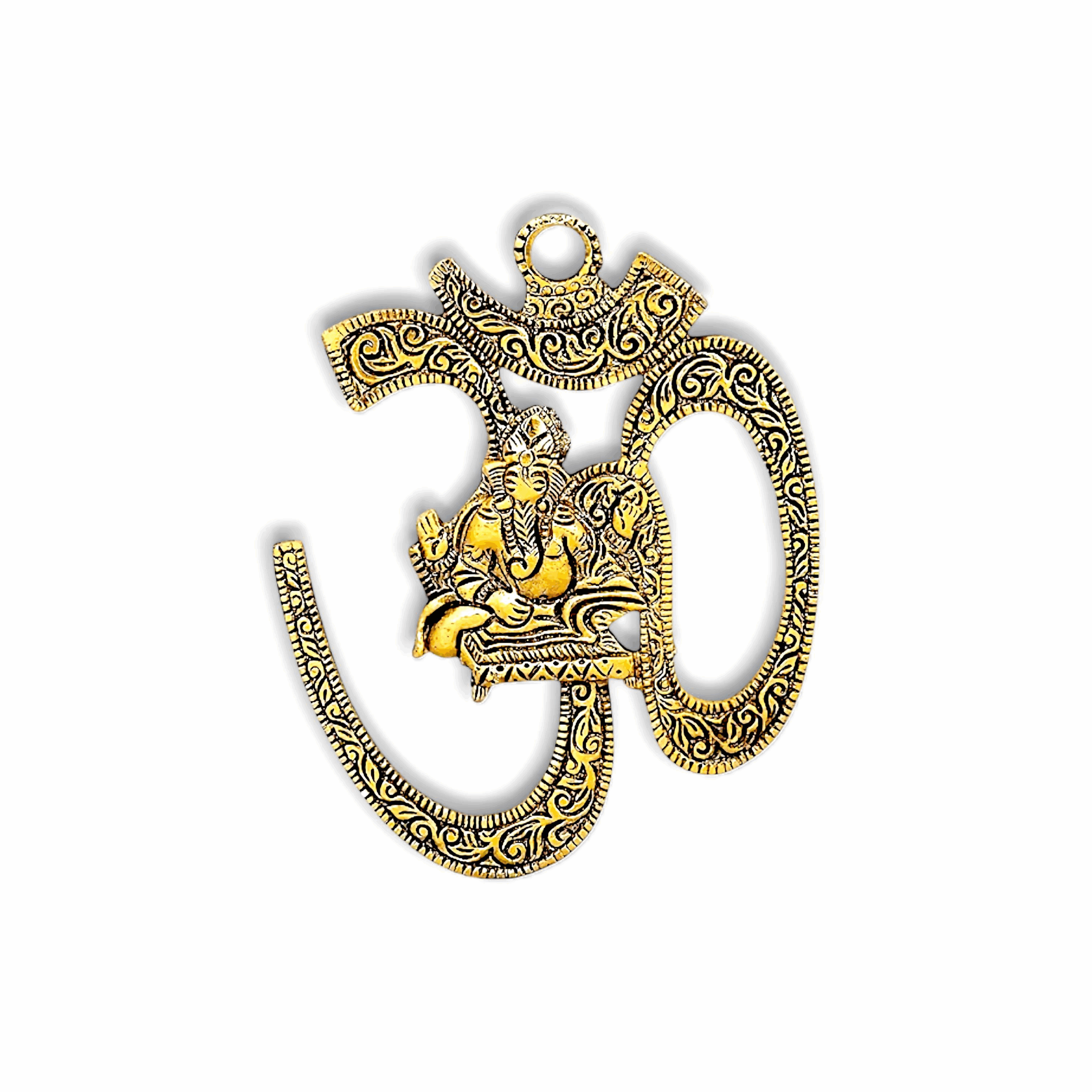 Handicraft Wall Hanging Metal Om - Golden Colour Metal Om