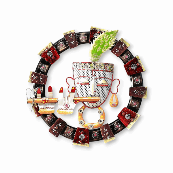 Metal Handpainted Decorative White Krishna Wall Hanging Showpiece  - for Office, House, Hotel, Temple Decoration - 18*18 - Image 2
