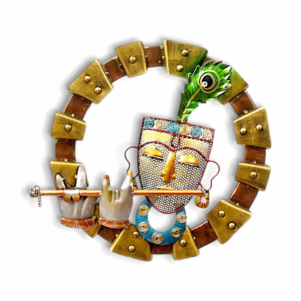 Krishna With Flute Metal Designer Wall Mounted - Krishna Metal Wall Art