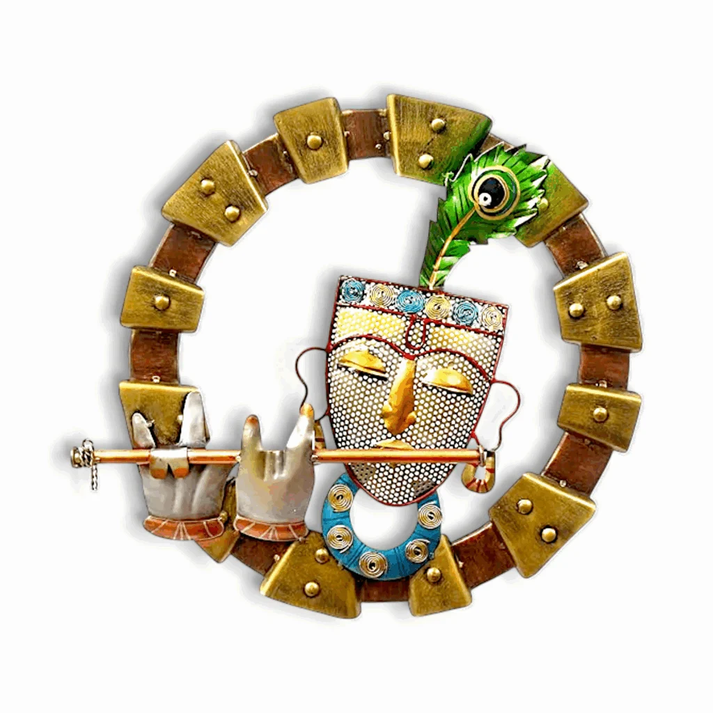 Krishna With Flute Metal Designer Wall Mounted - Krishna Metal Wall Art