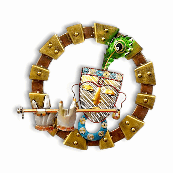 Krishna With Flute Metal Designer Wall Mounted - Krishna Metal Wall Art