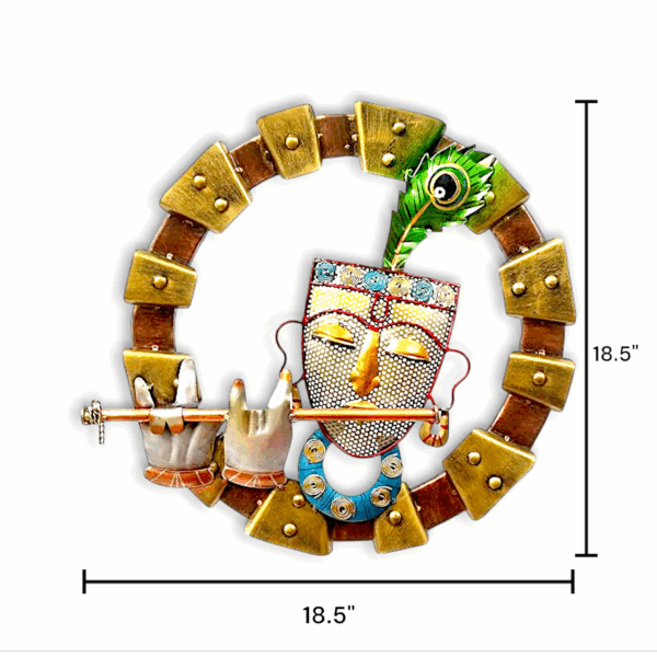 Krishna With Flute Metal Designer Wall Mounted - Krishna Metal Wall Art - Image 3