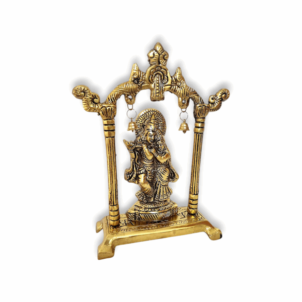Metal Gold Plated Radha Krishna Idol Sculpture Statue - Radha Krishna idol - Radha krishna frame - God Idol Figurine Decorative Showpiece - for Janmashtami Home Decoration Temple and Gift - Image 3