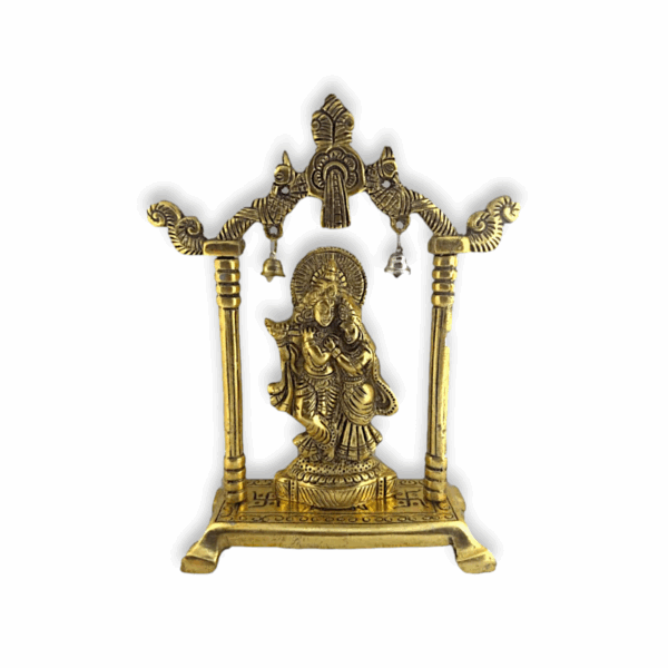 Metal Gold Plated Radha Krishna Idol Sculpture Statue - Radha Krishna idol - Radha krishna frame - God Idol Figurine Decorative Showpiece - for Janmashtami Home Decoration Temple and Gift