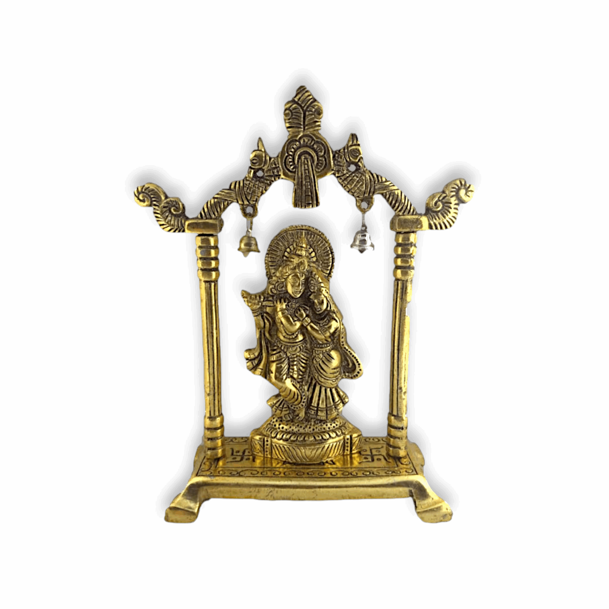 Metal Gold Plated Radha Krishna Idol Sculpture Statue - Radha Krishna idol - Radha krishna frame - God Idol Figurine Decorative Showpiece - for Janmashtami Home Decoration Temple and Gift