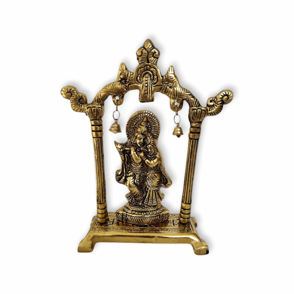 Metal Gold Plated Radha Krishna Idol Sculpture Statue - Radha Krishna idol - Radha krishna frame - God Idol Figurine Decorative Showpiece - for Janmashtami Home Decoration Temple and Gift - Image 2