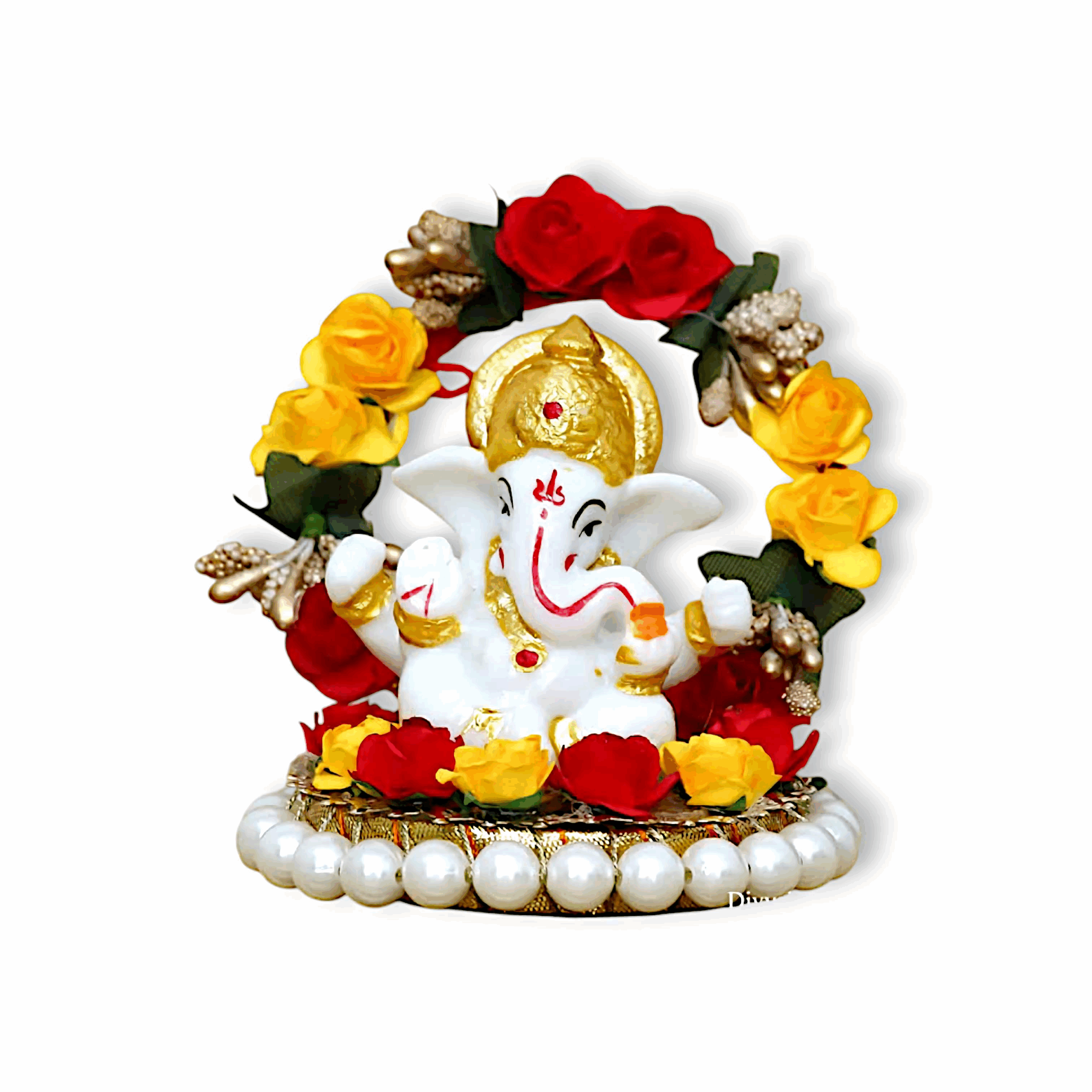 Lord Ganesha Idol on Decorative Handcrafted Plate - for Home and Car Showpieces & Collectibles