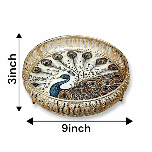 Stylish Tray Peacock - for Home Decoration & Pooja Purpose - Image 3
