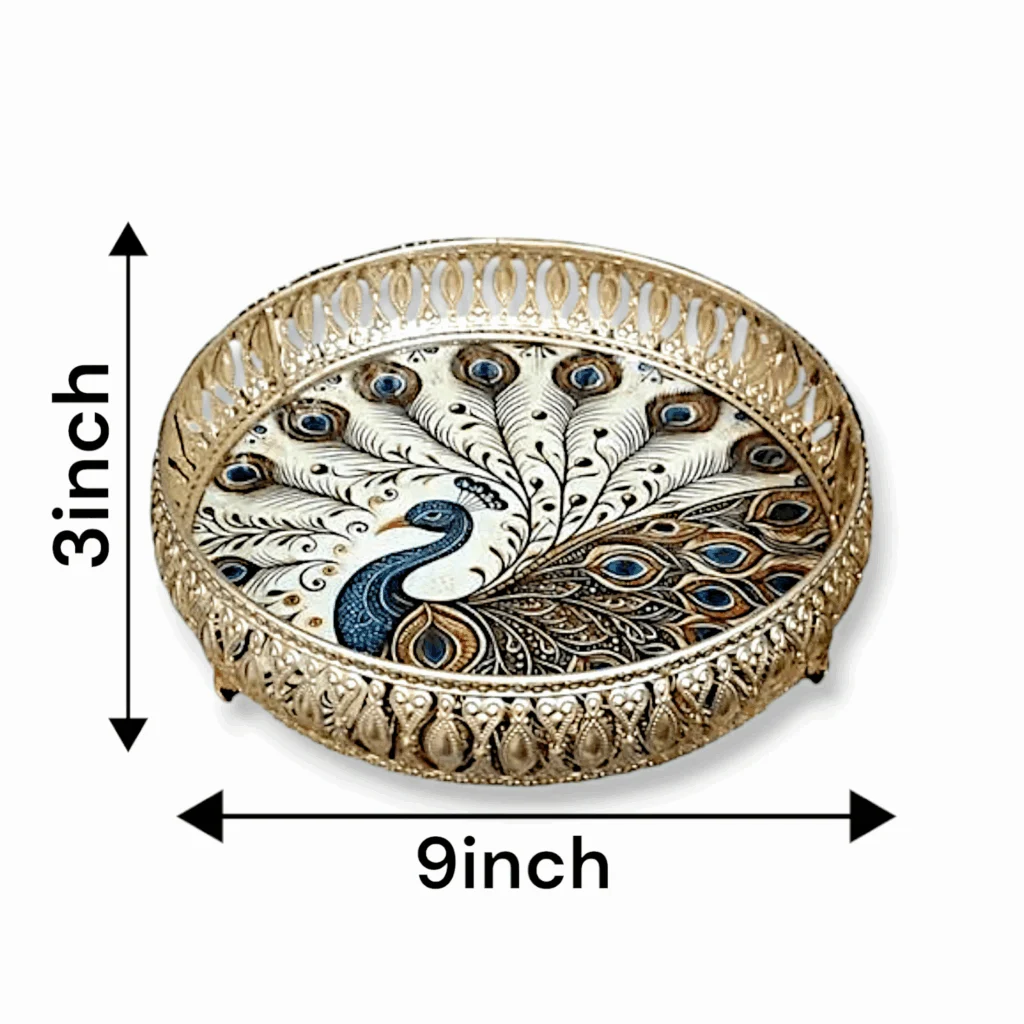 Stylish Tray Peacock - for Home Decoration & Pooja Purpose - Image 3