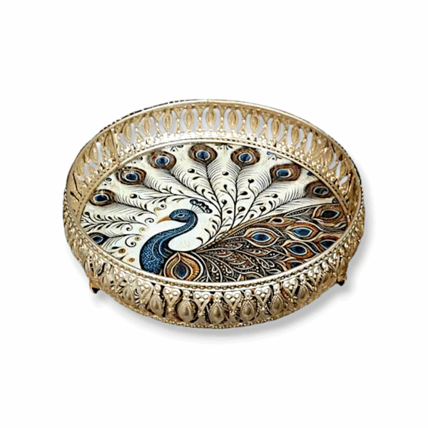 Stylish Tray Peacock - for Home Decoration & Pooja Purpose - Image 2