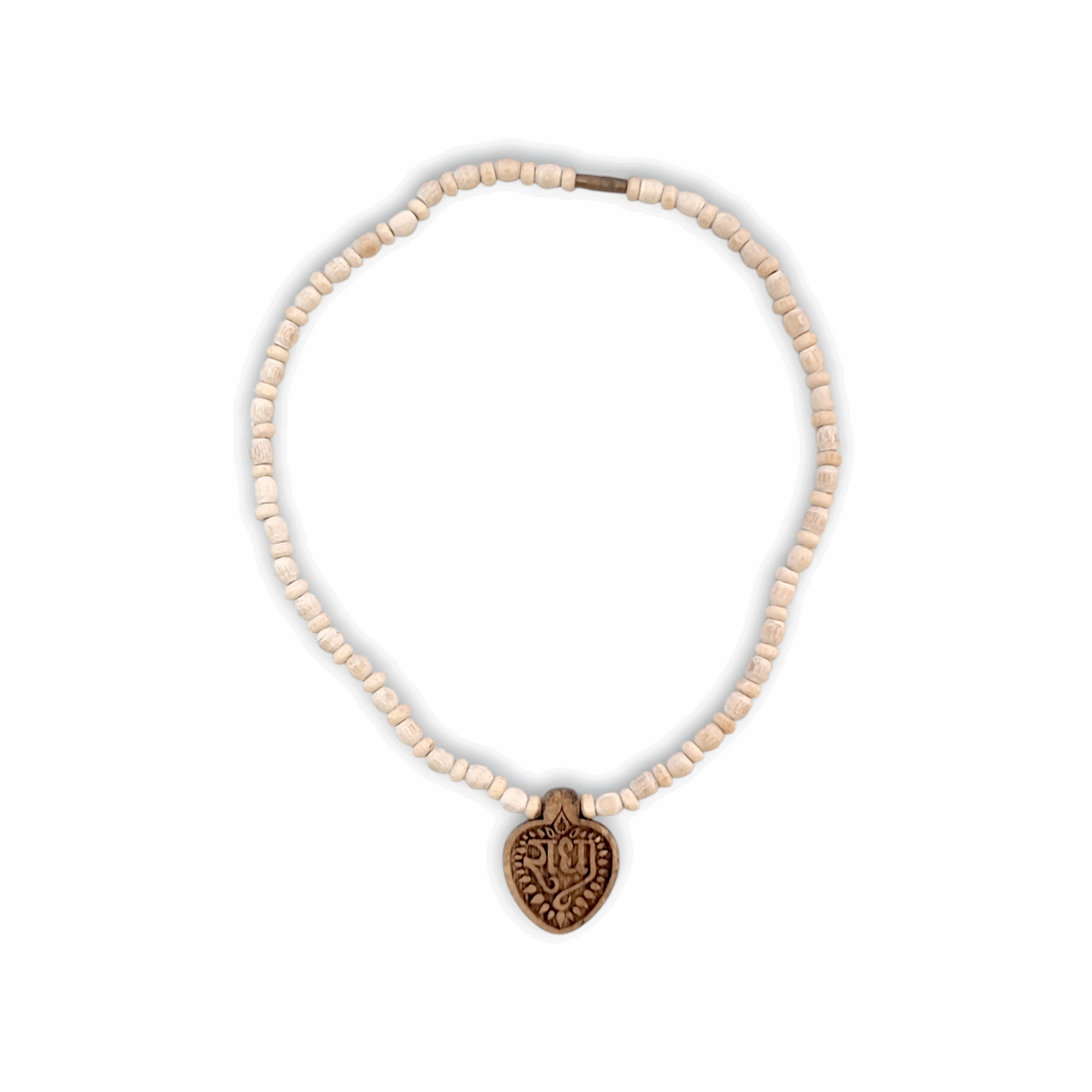 100% Original Tulsi Kather Mala - Tulsi Kather Mala With Radha Locket - Tulsi Wood Locket & Chain Handmade - Single Piece