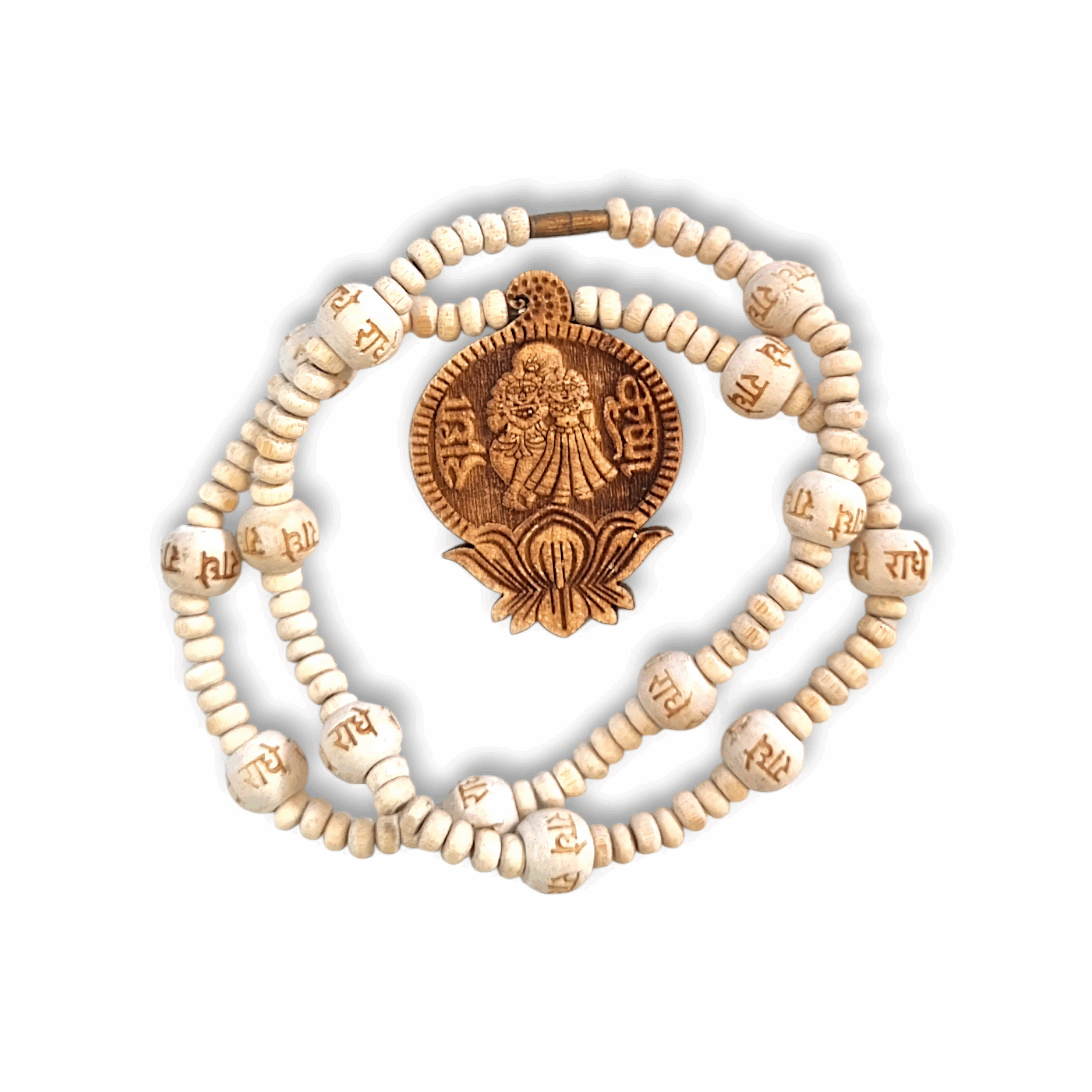 Fancy Desing Tulsi Kather Mala - 100% Original Tulsi Kather Mala With Radha Krishna Locket - Single Piece