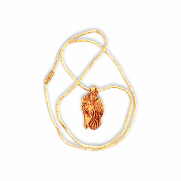 100% Original Tulsi Kather Mala - Handmade Wooden Tulsi Kather Mala With Radha Krishna Locket - Single Piece