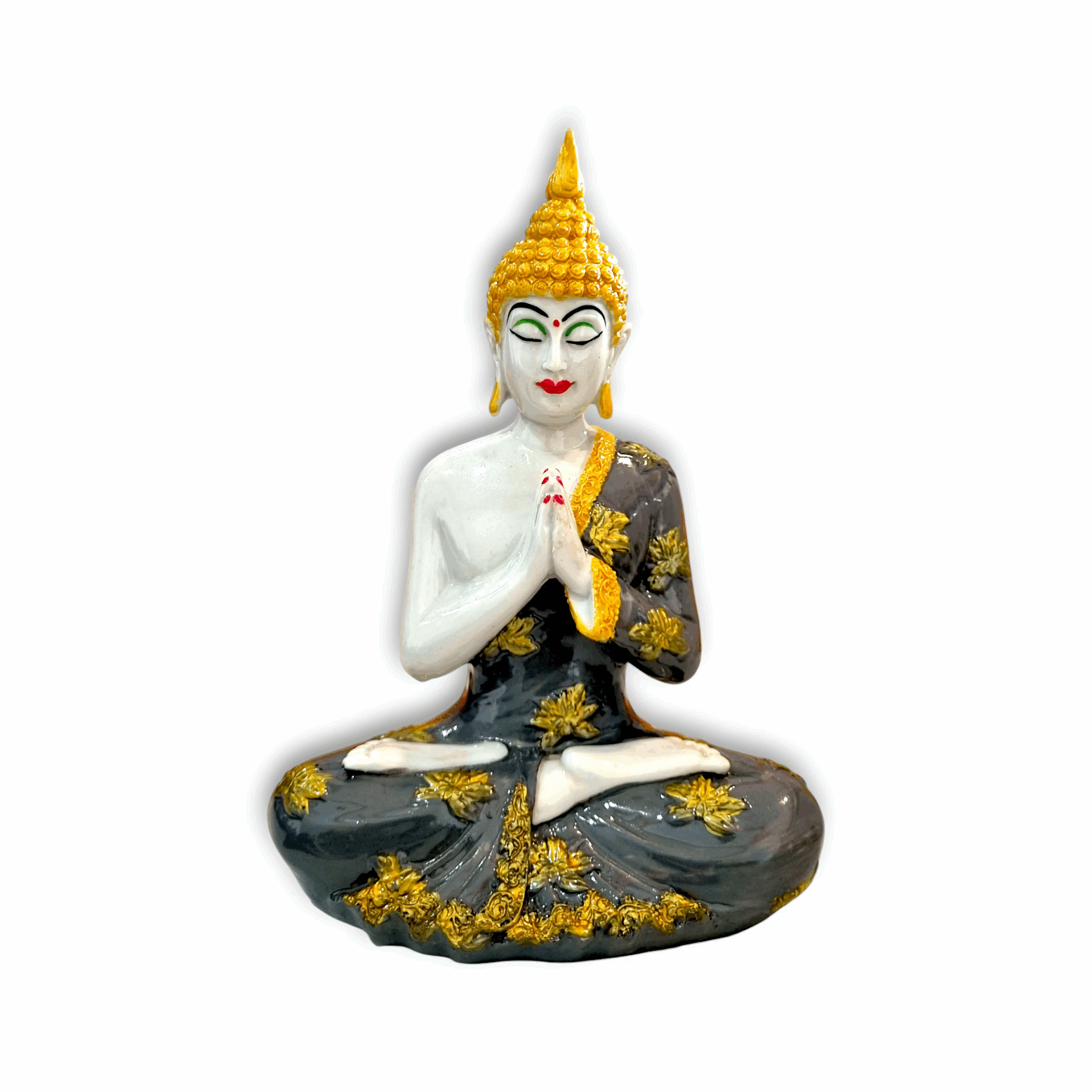 Sitting Lord Buddha Statue - Marble Dust Lord Buddha Statue - Handmade Decorative Showpiece 9 inch