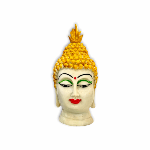 Lord Buddha Face Statue - Marble Dust Lord Buddha Face Statue - Handcrafting Decorative Showpiece 5 inch