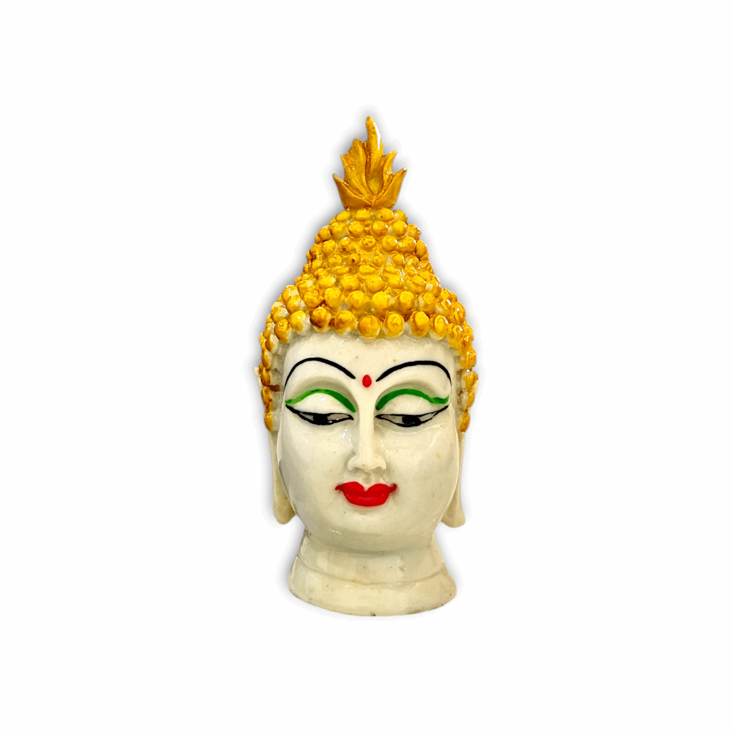 Lord Buddha Face Statue - Marble Dust Lord Buddha Face Statue - Handcrafting Decorative Showpiece 5 inch