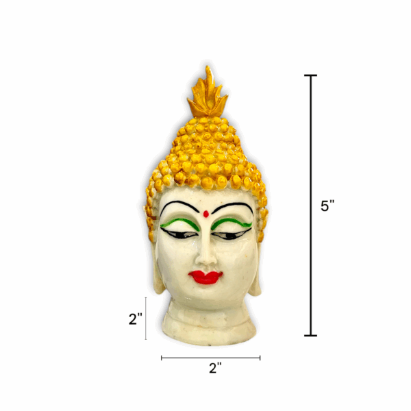 Lord Buddha Face Statue - Marble Dust Lord Buddha Face Statue - Handcrafting Decorative Showpiece 5 inch - Image 2
