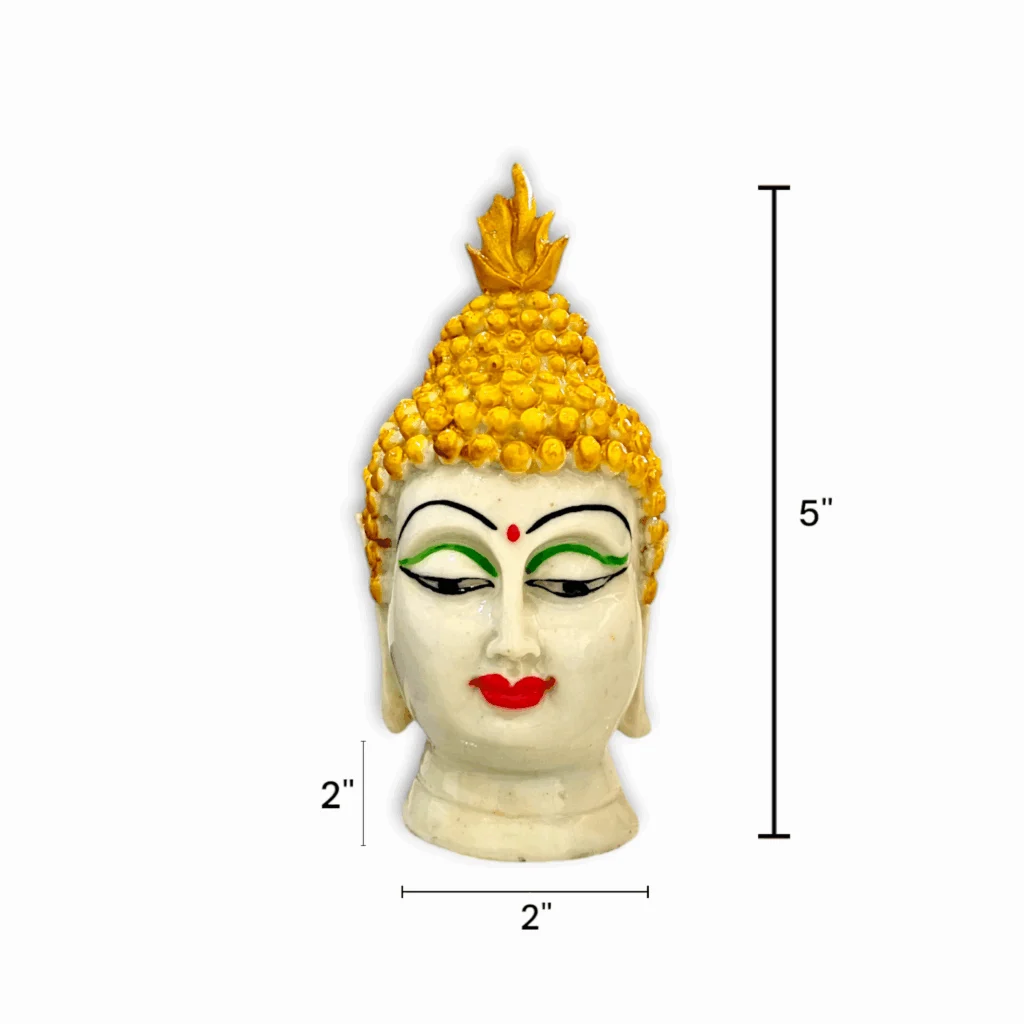 Lord Buddha Face Statue - Marble Dust Lord Buddha Face Statue - Handcrafting Decorative Showpiece 5 inch - Image 2