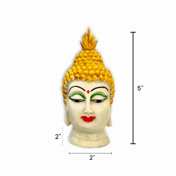 Lord Buddha Face Statue - Marble Dust Lord Buddha Face Statue - Handcrafting Decorative Showpiece 5 inch - Image 2