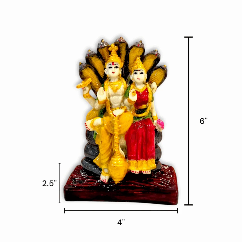 Lakshmi Narayan Statue - Marble Dust Lakshmi Narayan Statue - For Pooja, Room Decoration, Gift, Idol & Showpiece 6 inch - Image 2
