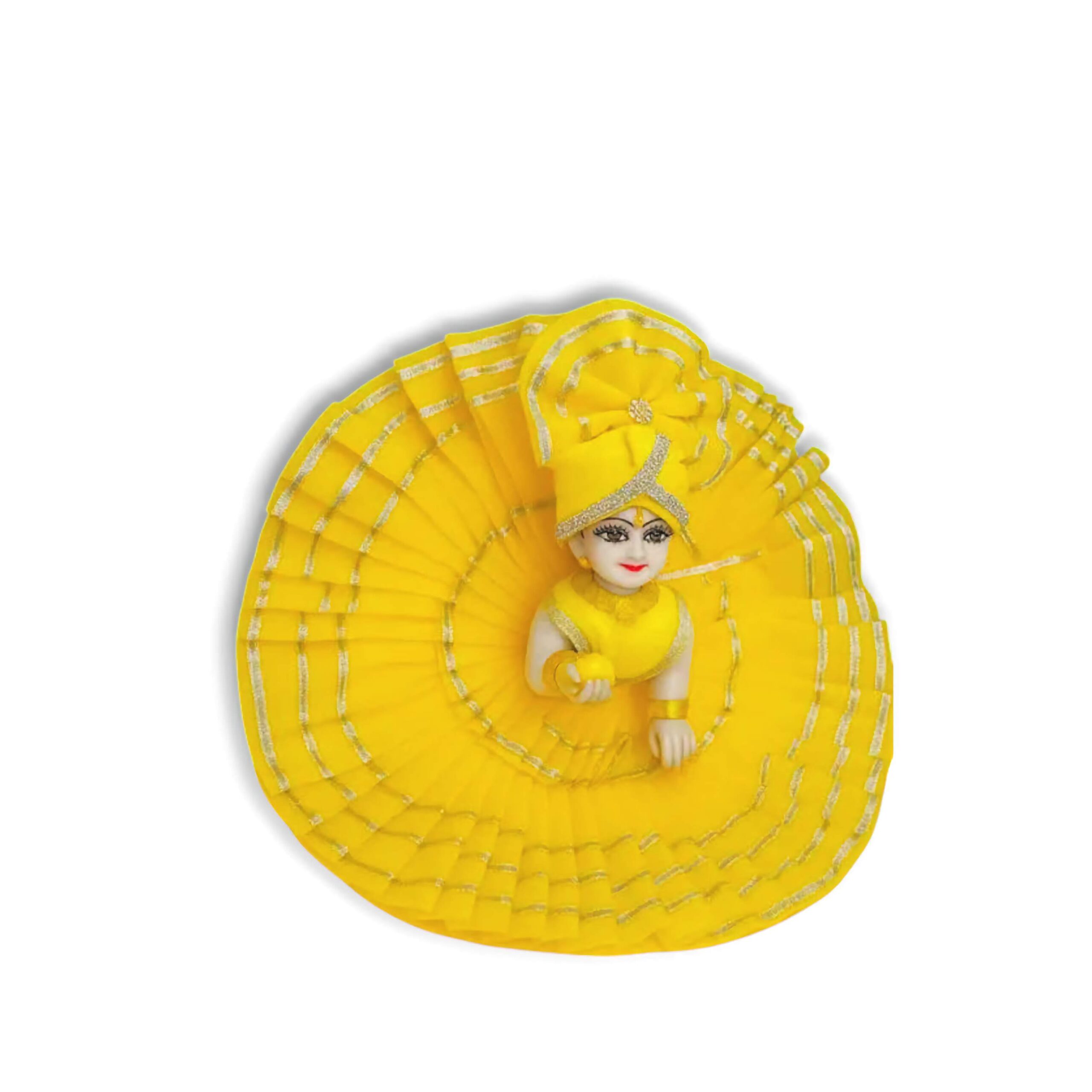 Laddu Gopal Ji Yellow Poshak - with Pagri for Kanha Ji - Festival and Krishna Janmashtami Special - Size 01 no