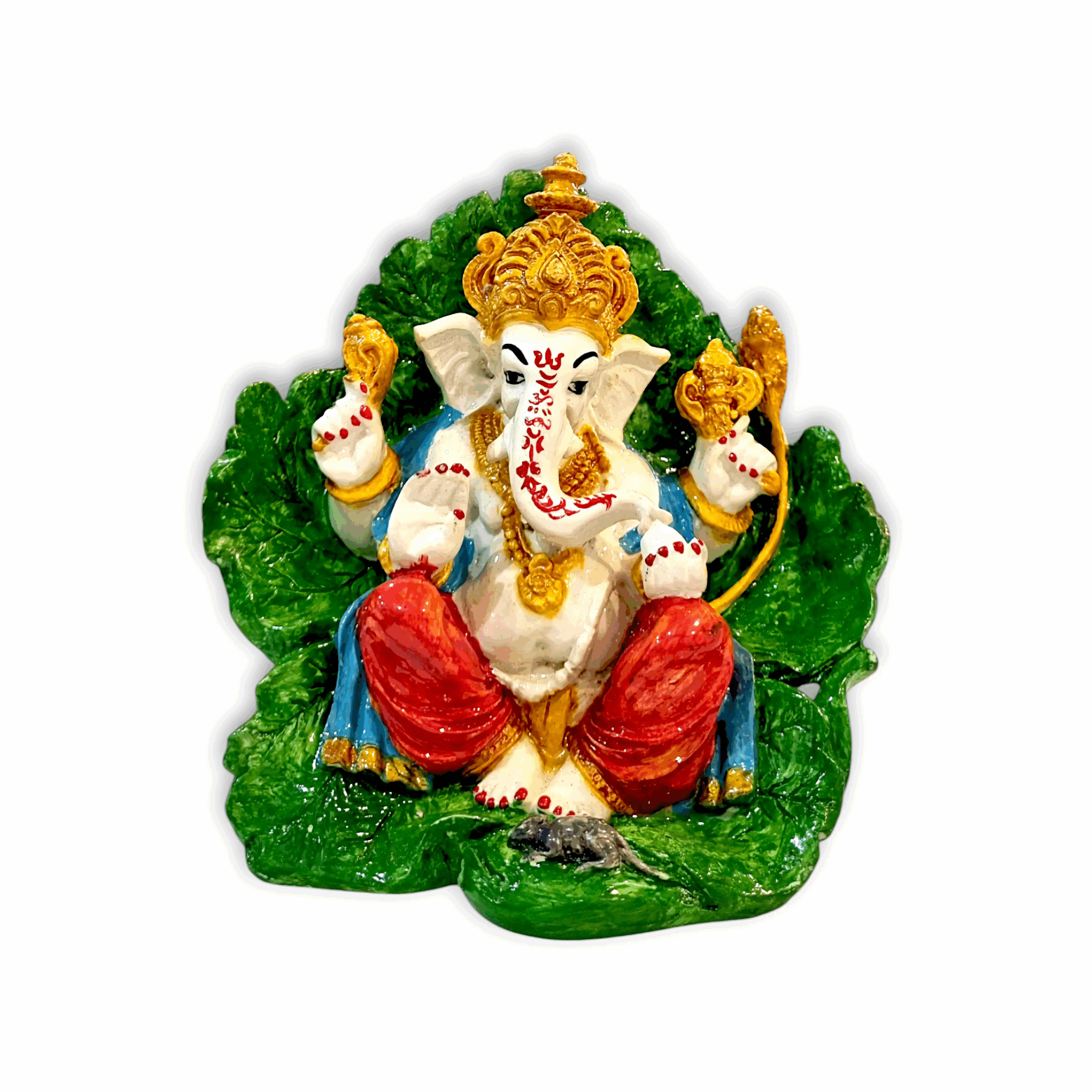 Ganesh Statue - Marble Dust Ganesh Statue - Handcrafted Decorative Showpiece - For Pooja Purpose 6.5 inch