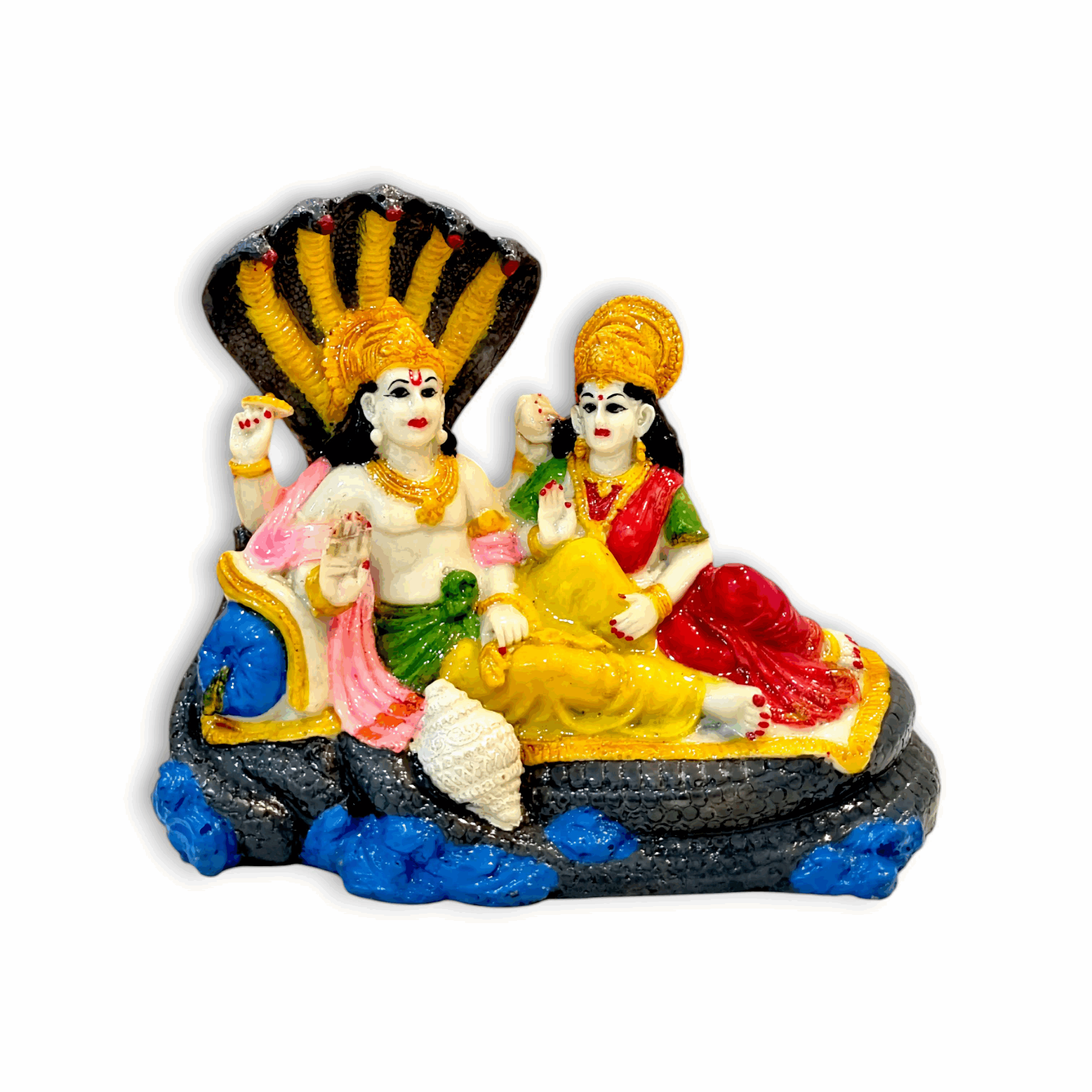 Laxmi Narayan Murti - Marble Dust Laxmi Narayan Statue - Handcrafting Decorative Showpiece 6 inch