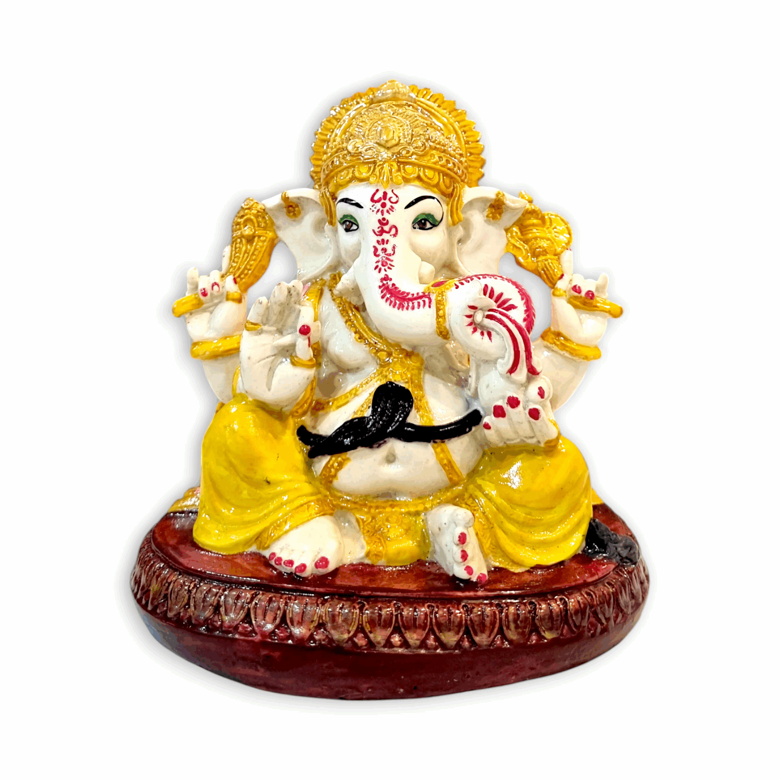 Ganesh Murti - Marble Dust Ganesh Statue - Handmade Decorative Showpiece 7.5 inch